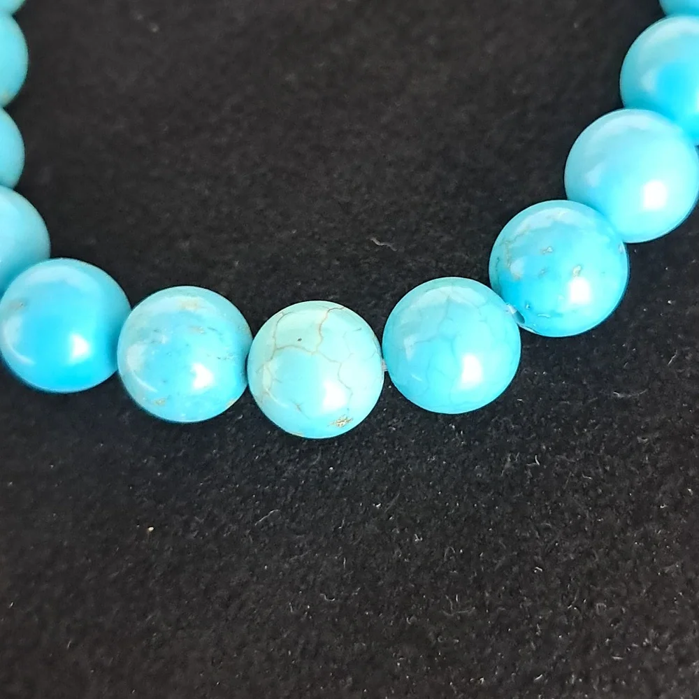 Turquoise Natural Crystal‎ Stone Stretchy Bracelet. 8MM Bead Size.
